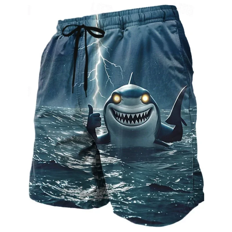 3D Printed Cool Fish Shark Short Pants For Men Parrot Le Pattern Swim Trunks Casual Swim Beach Shorts Sports Surf Board Shorts