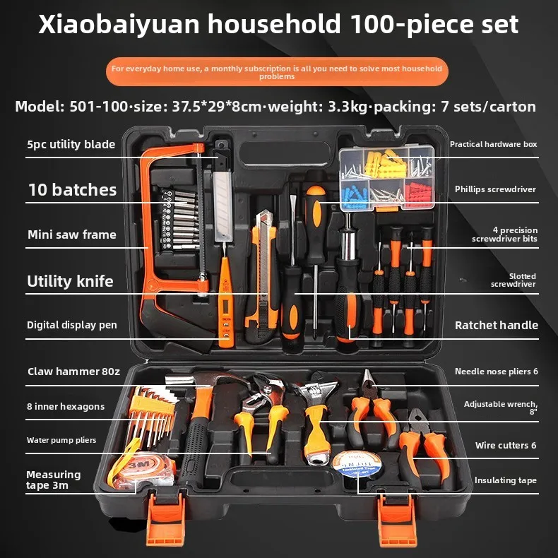 boite-a-outils-portable-de-100-pieces-kit-multi-usages-en-acier-au-carbone-pour-l'entretien-domestique-et-automobile-501-100