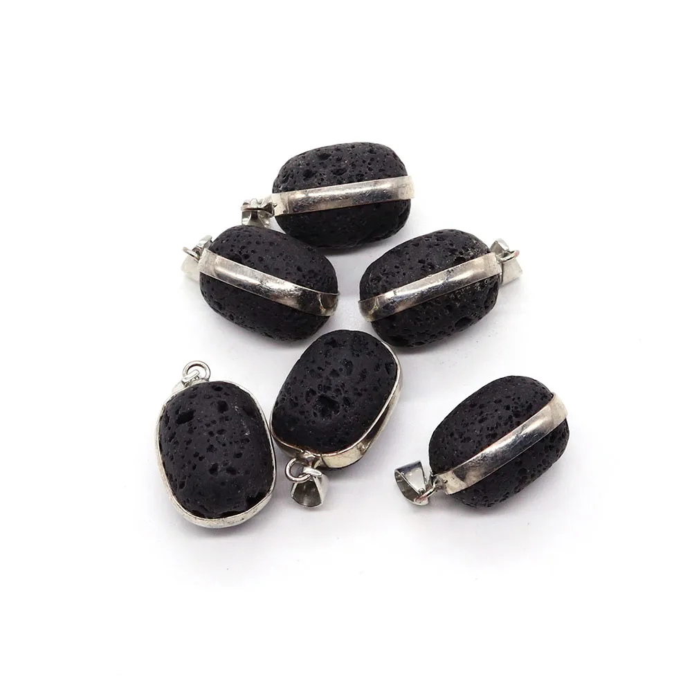 Fashion New Volcanic Rock Pendant Natural Irregular Shape Black Molten Rock Pendant Jewelry Making Charming Women's Accessories