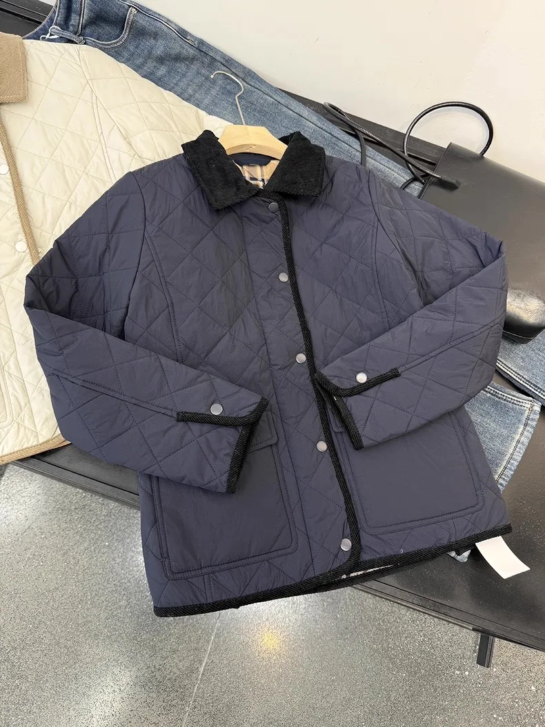 Comfortable Cotton Jacket Women's Commute Style Loose Fit Quilted Lapel Coat Fall Winter Versatile Outerwear Soft Cotton Coat