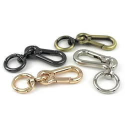 1x Metal Carebiner Swivel Eye Snap Hook Spring Gate Trigger Clasps Clips for Leather Craft Belt Strap Webbing Keychain Hooks