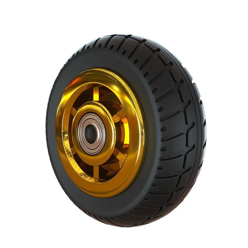1 Pc 4-Inch Rubber Heavy-Duty Caster with Gold-Plated Humvee TPR Silent Wheel for Universal Trolley Industrial Trailer