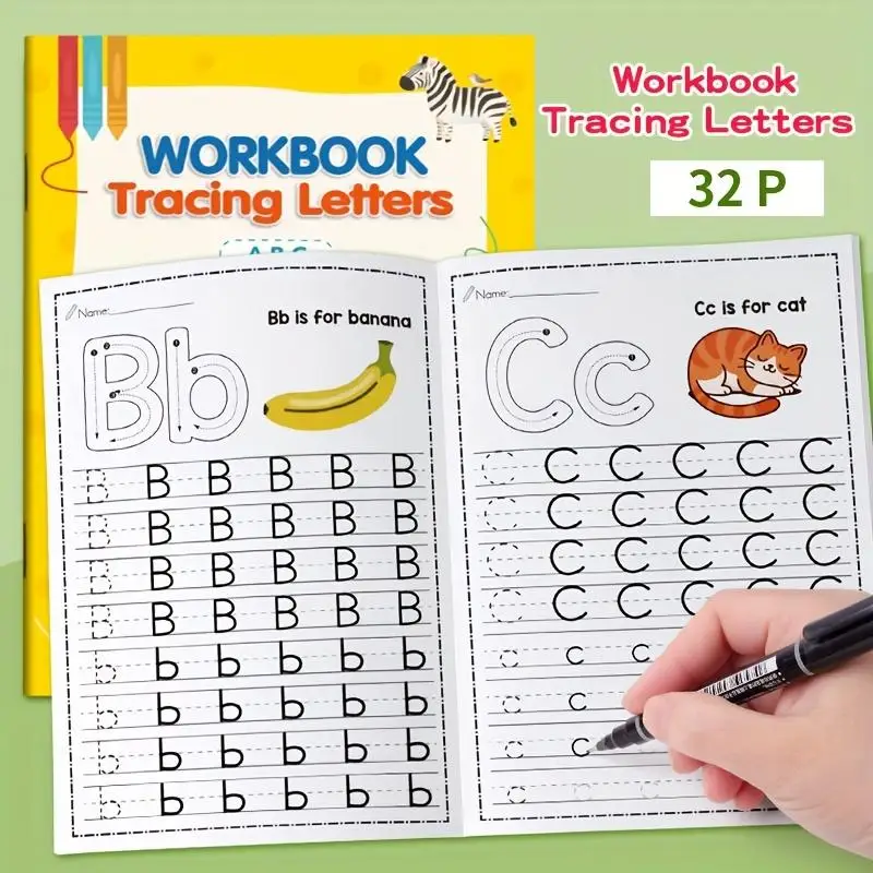 

1Pc 32-Page Children's Handwriting Practice Book, Tracing Workbook, Preschool Children Learning to Write, Early Education Pen Control Training, Suitable for Home and School Educational Aids