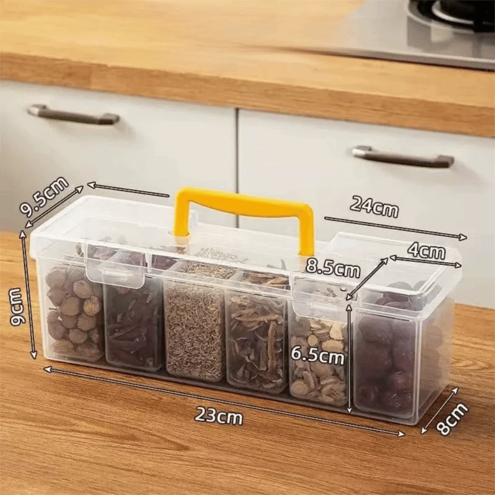Plastic Tool Storage Box with 6 Storage Case Multi-Compartment Hardware Tool Organizer Transparent Classification