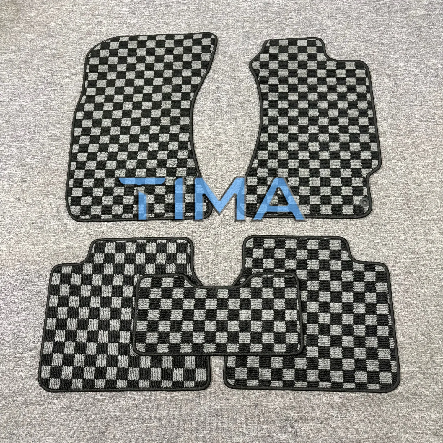 Stylish Car Mats Set Checker Floor Mats Gray JDM CARPET Car floor mats 5PCS For 1993-2003 Subaru Legacy right Hand Driveor