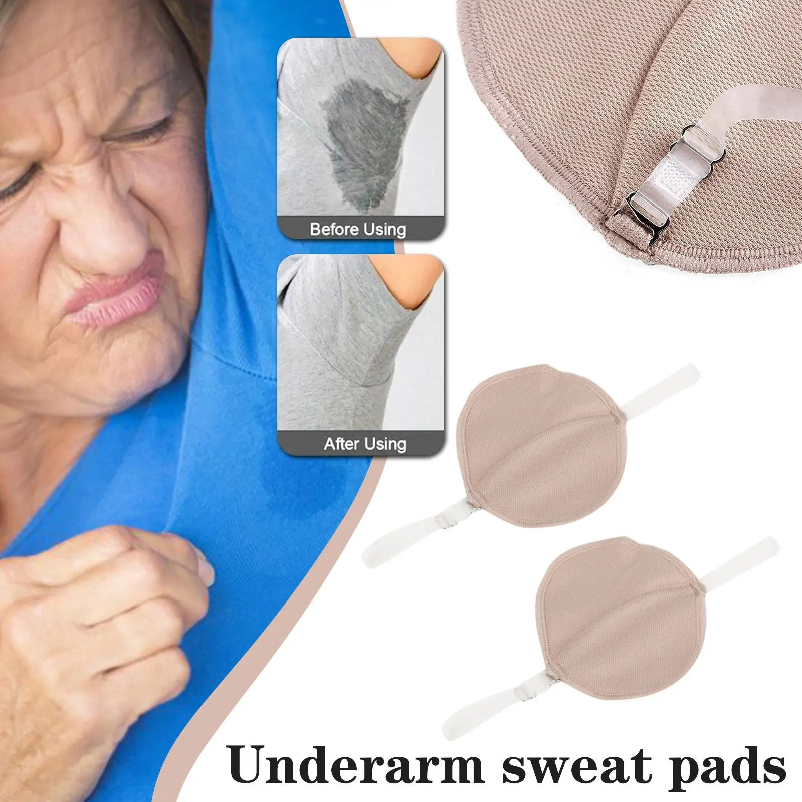 Underarm Sweat Pads Washable Armpit Sweat Absorbing Absorbent Perspiration Guards Sweat Deodorant Shoulder Pads Dress Pad N1K0