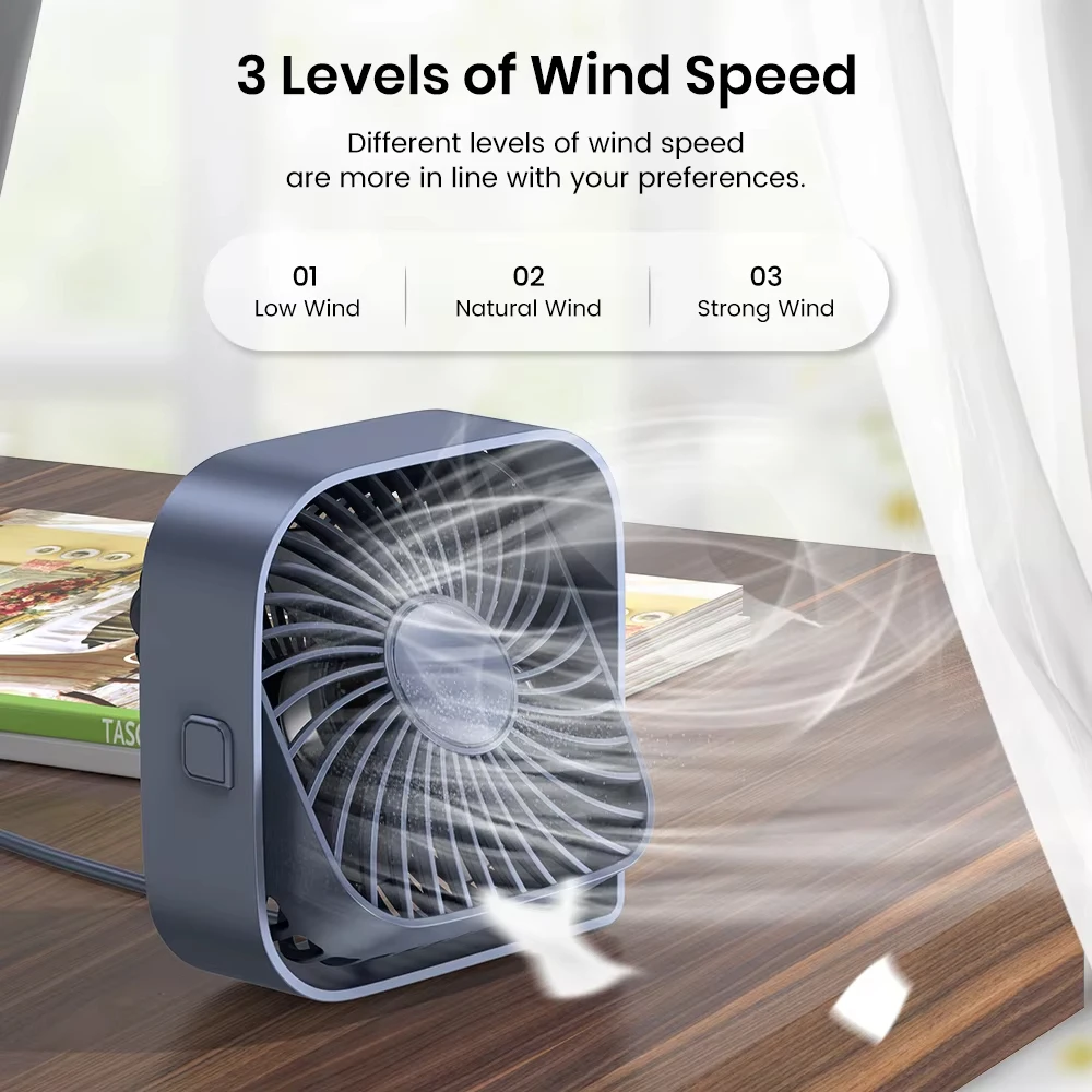 USB Desk Fan, Mini Fan Portable,3 Speeds Desktop Table Cooling Fan,Quiet Personal Small Fans for Room  Desktop Office Pocket fan