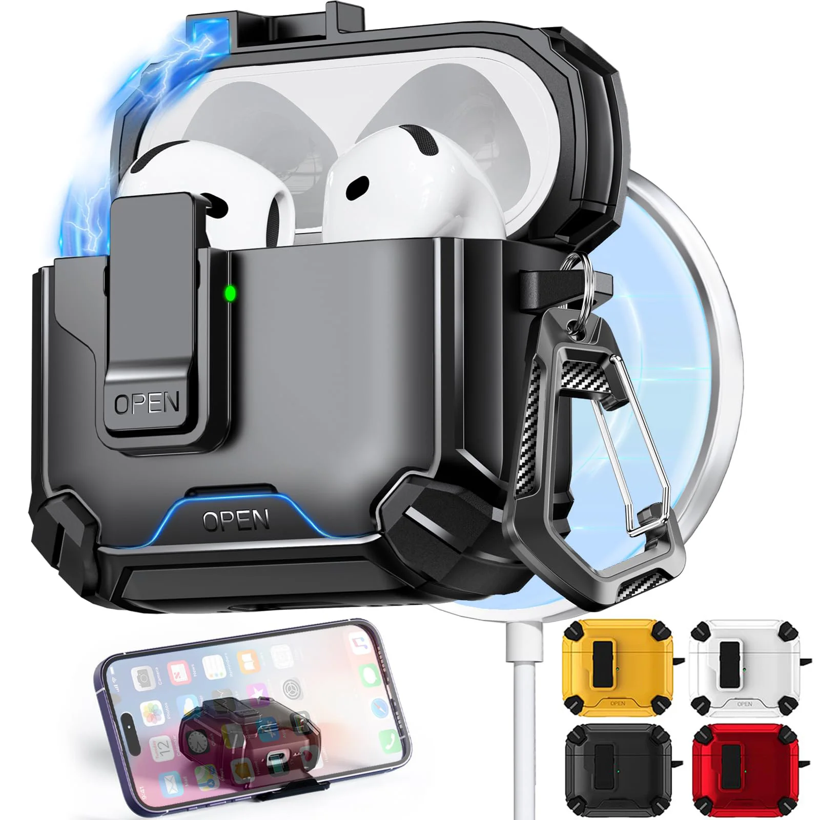 For Magsafe Wireless Charging Earphone Case For Airpods 4 3 Case Airpods Pro 2 Airpods2 Cases Magnetic Automatic Lock With Hook
