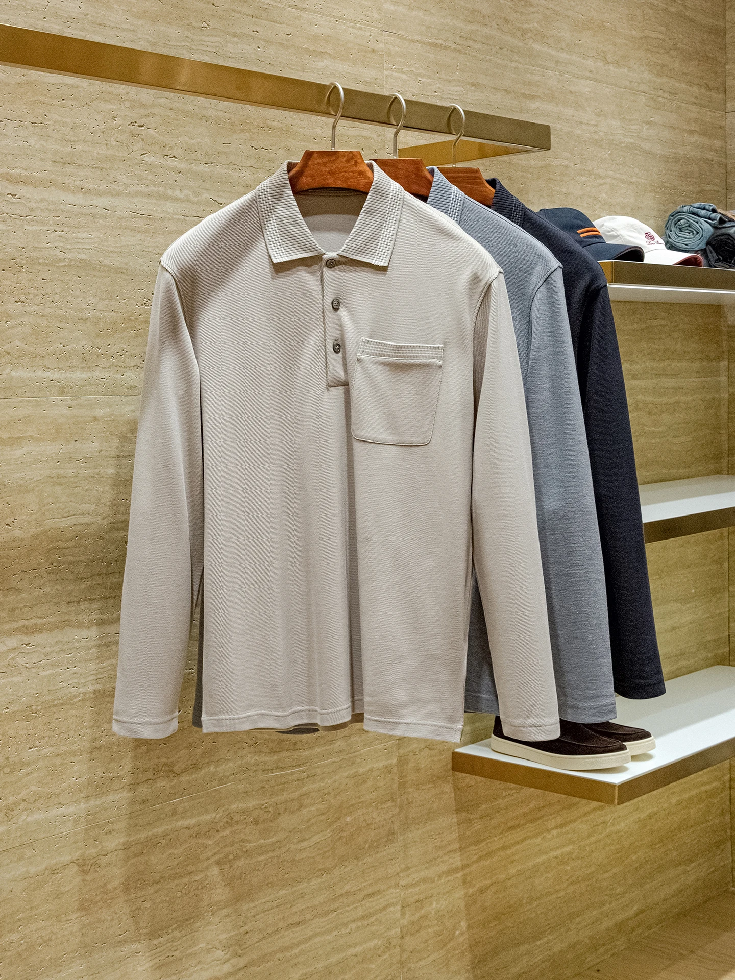 

ZZ Wool Modal Cotton Blended Casual Long Sleeve POLO Neck T-Shirt
