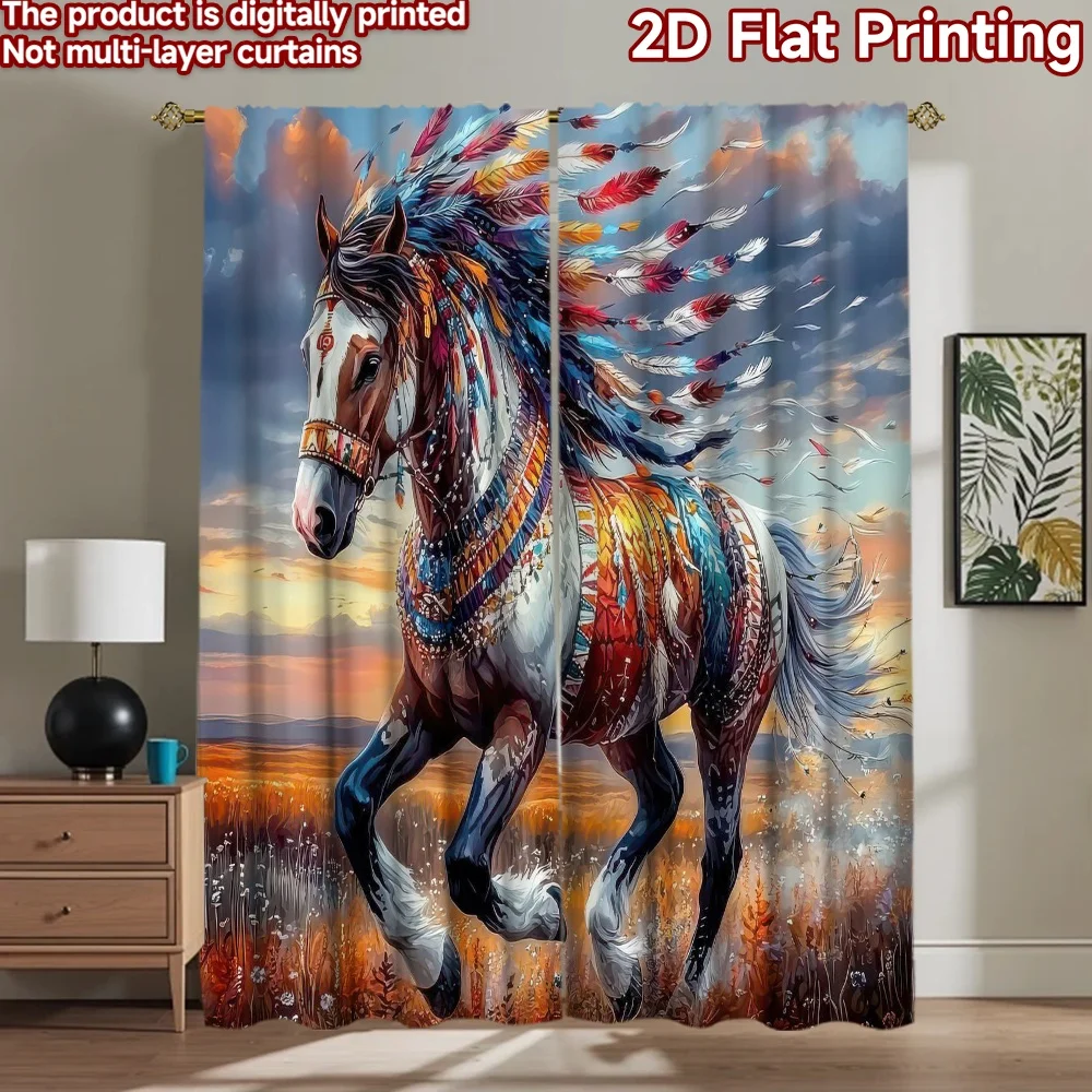 

1pc 2D flat Photography Backdrop Scene Backdrop Colorful Feathered Horse 100% Polyester Festive Backdrops for Suitable for