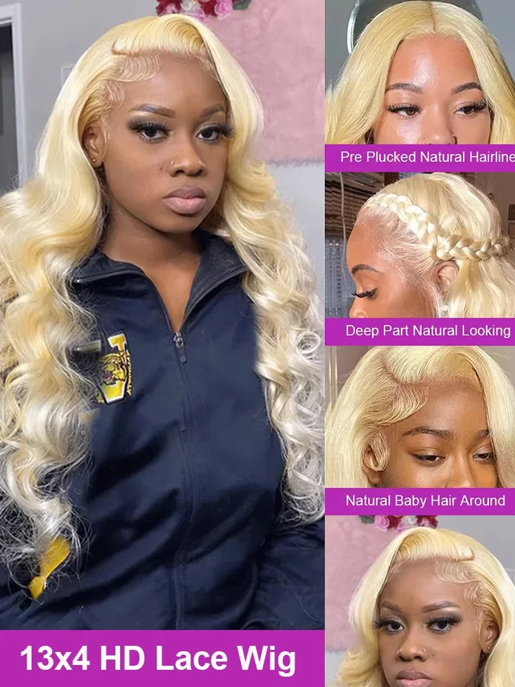 30 40 Inch 613 Colored Human Hair Wigs Body Wave 13x6 HD Lace Frontal Wigs 250% Density Honey Blonde Lace Front Human Hair Wigs