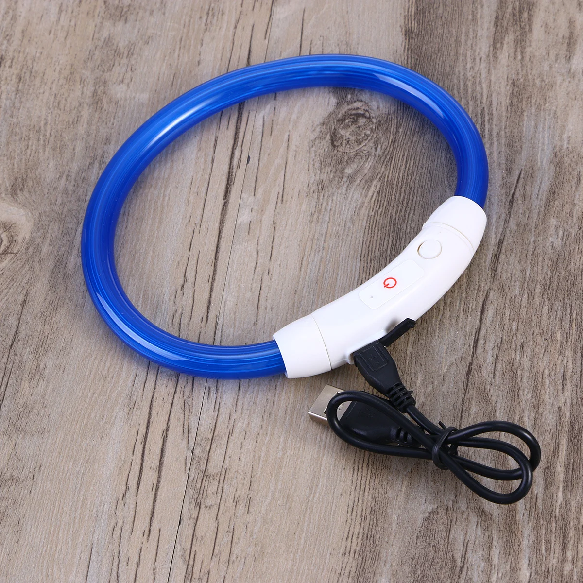 

Glowing LED Pet Collar 35Cm Blue Rechargeable Flashing Light Dog Necklace High Visibility Safety for Evening Hikes Backyard