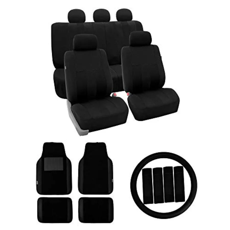 

Чехлы для автомобильных сидений: яркие полосатые, универсальные, совместимые с подушками безопасности, для двухместных сидений, с аксессуарами для салона