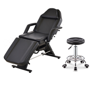 Portable Adjustable Folding Massage Table Tattoo Care Beauty Salon Therapy Couch Bed with Aluminum Frame Black Chair