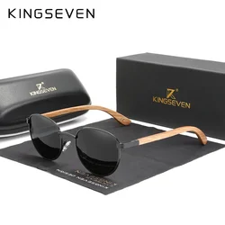 Genuine KINGSEVEN Handmade Drilling Design Sunglasses Wood Men's Polarized Mirror Sun Glasses for Men Male Shades Fishing