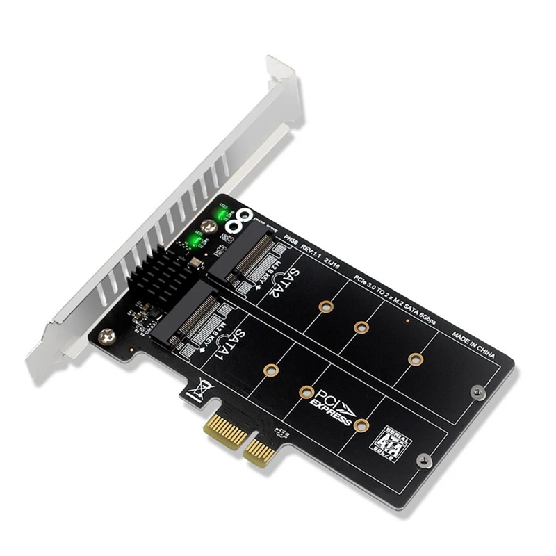 

NGFF SSD Expansion Card M.2 SATA SSD to PCIE Adapter Card Dual-Disk Array Card RAID Expansion Card JMB582 Chipset