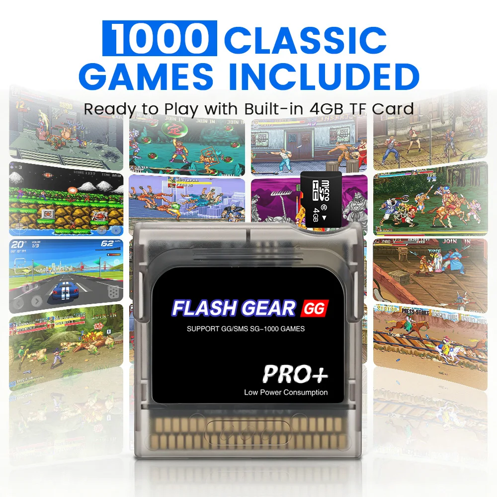 2026 New 1000 in 1 Flash Gear GG Pro+ Memory Card FlashCard for SEGA Game Gear GG GAme Console with 4G TF Card - view 2