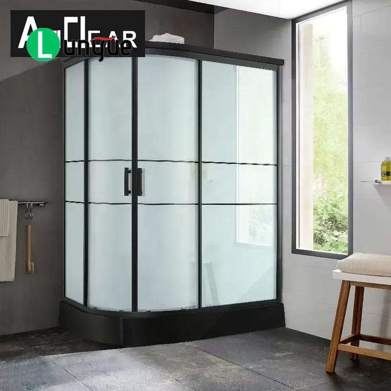 Black Frame Prefab Glass Sliding Door All in One Bathroom Unit Pod for Hotel Home Compact Modern Shower Enclosure Easy