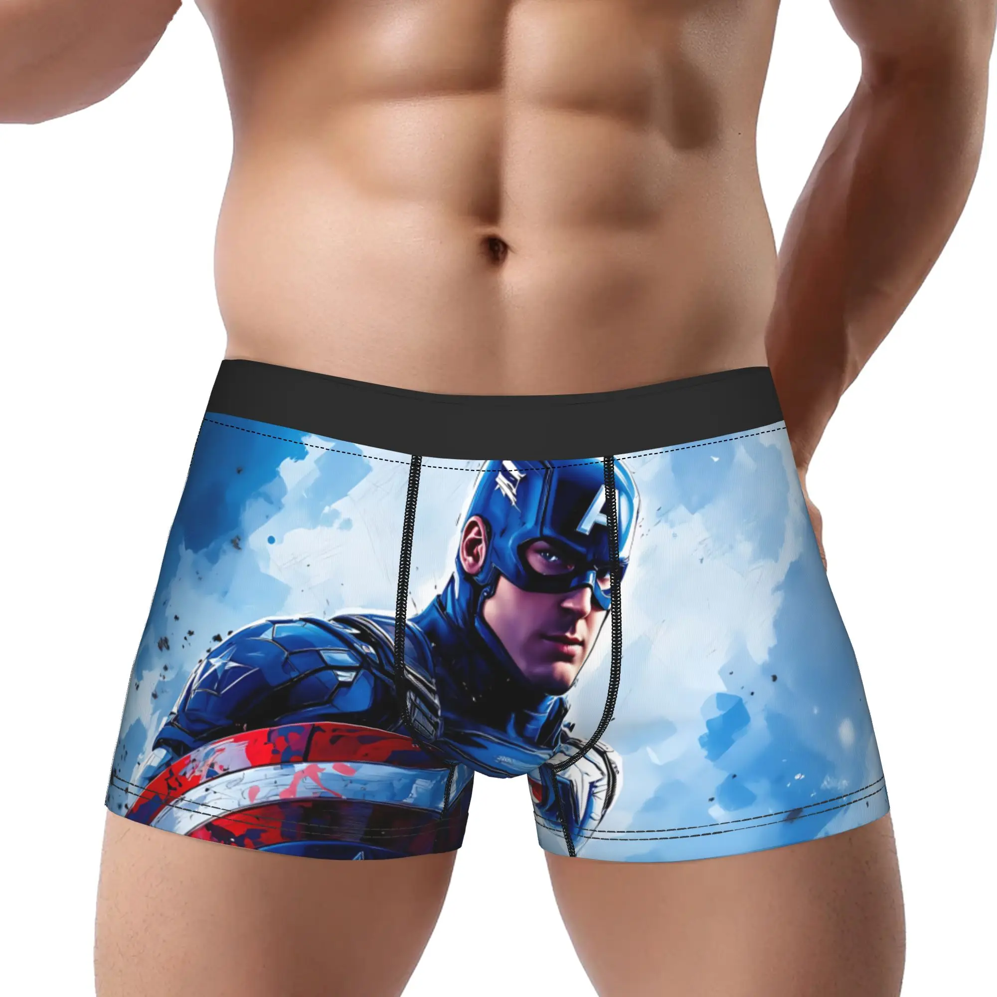 

Боксеры Captain America для взрослых 18+, дышащие трусы, мужское нижнее белье, шорты с принтом, трусы-боксеры