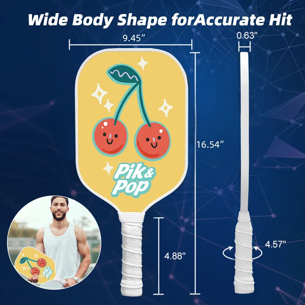 あらゆるスキルレベルに対応するピックルボールパドル（2個パック）、グラスファイバー表面＆ポリプロピレンコア、パドル2本、キャリーバッグ、グリップ2個付き