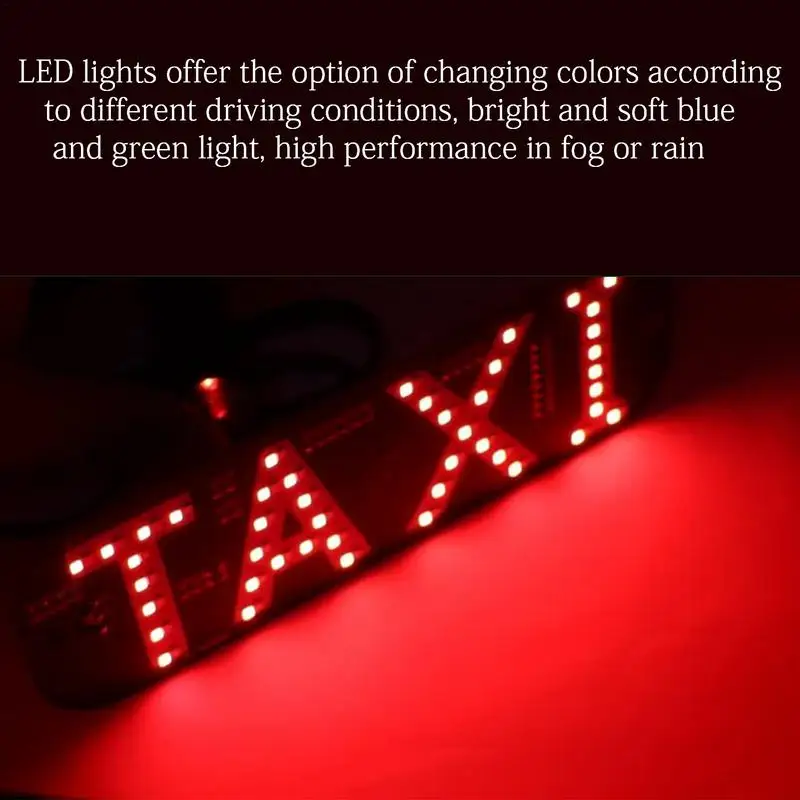 Taxi Sign Led Lamp Led Sign For Car 2 Color Changeable Taxi LED Light With DC12V Car Charger For Driver Blue Green