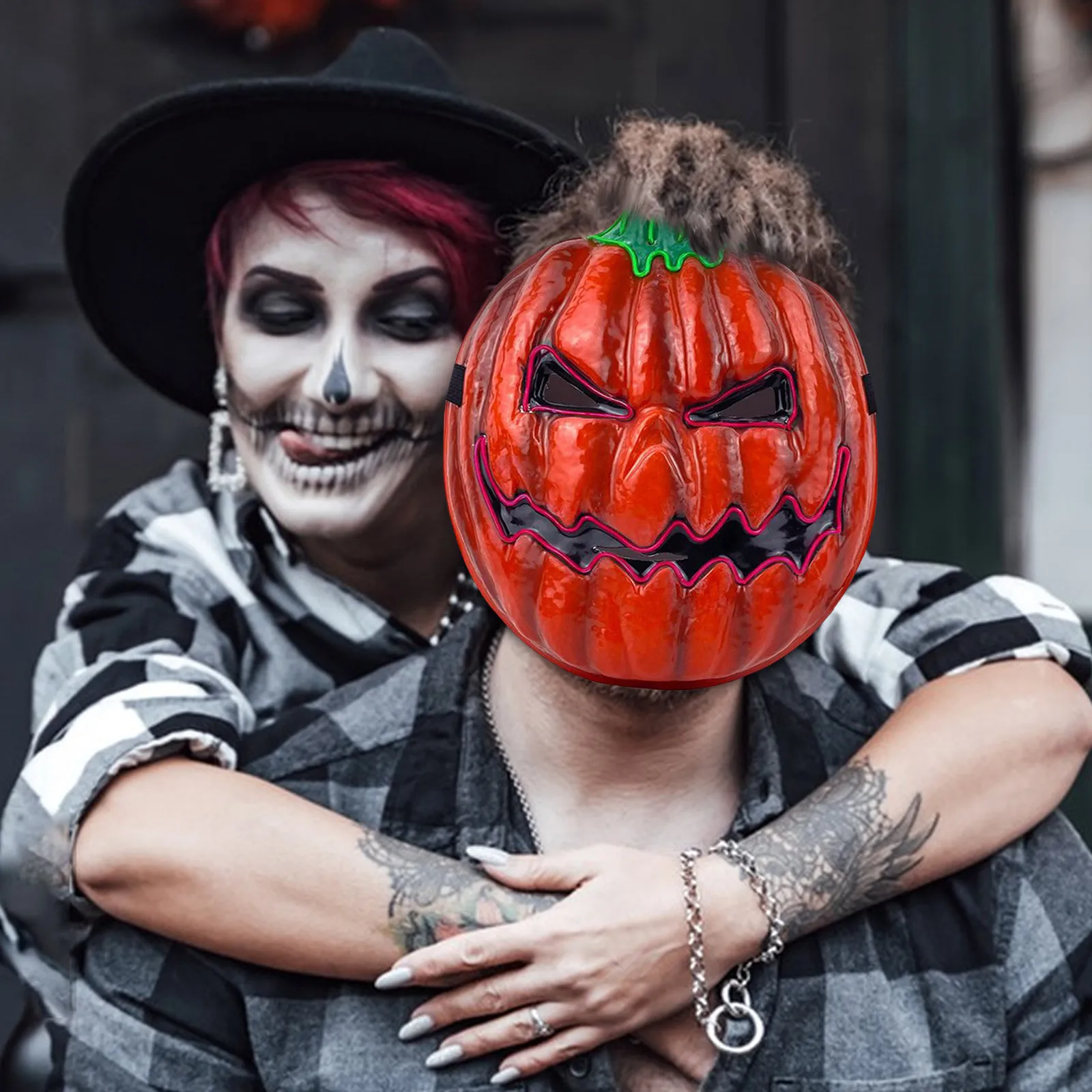 

Creative Halloween Masks With Luminous LED Gloiwng Pumpkin Head Horror Mask Ghost Full Face Mask Party Decoration Props