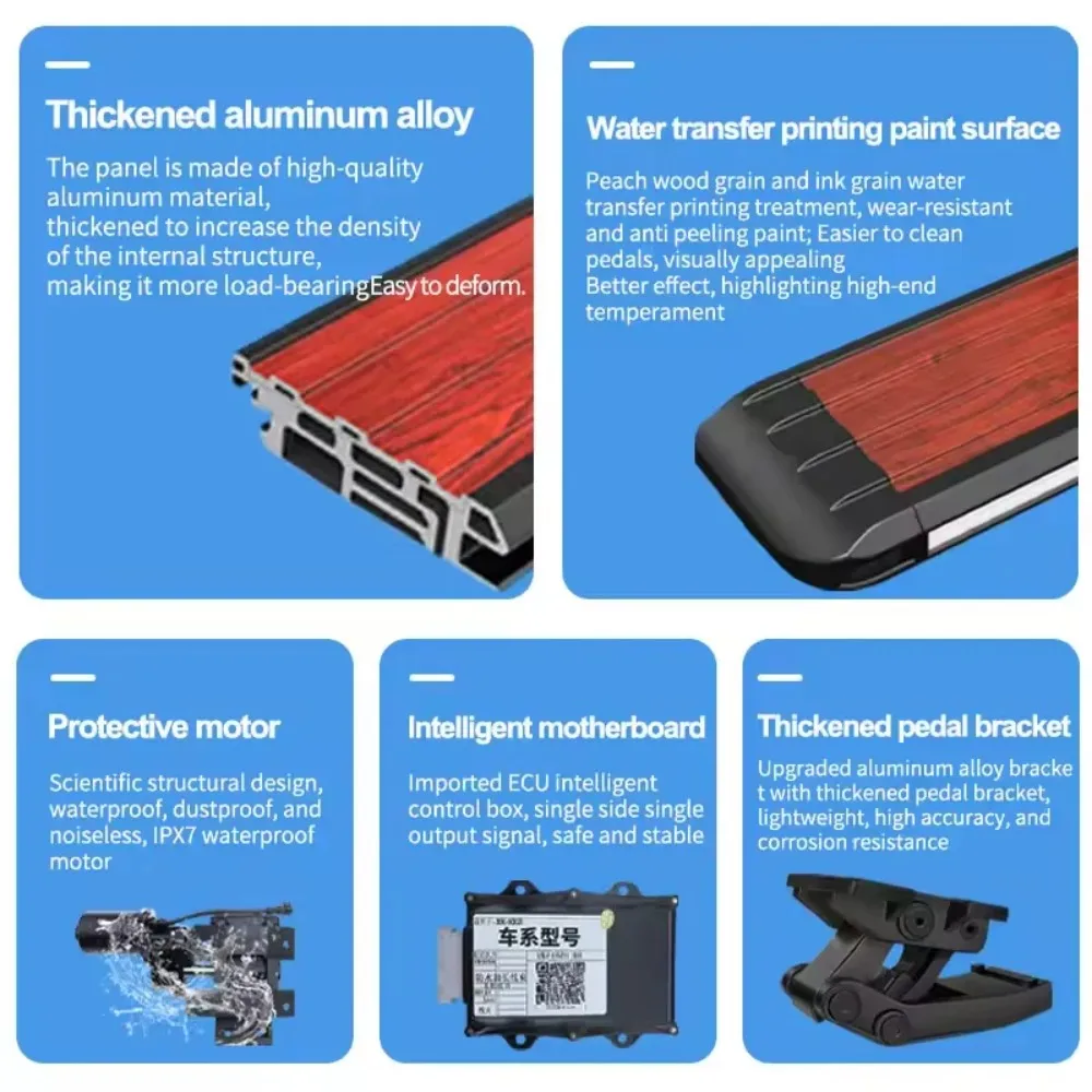 

Auto Retractable Running Boards for Changan CS55 CS75 CS85 CS95, Electric Side Steps with LED Lights, Aluminum Alloy SUV Steps