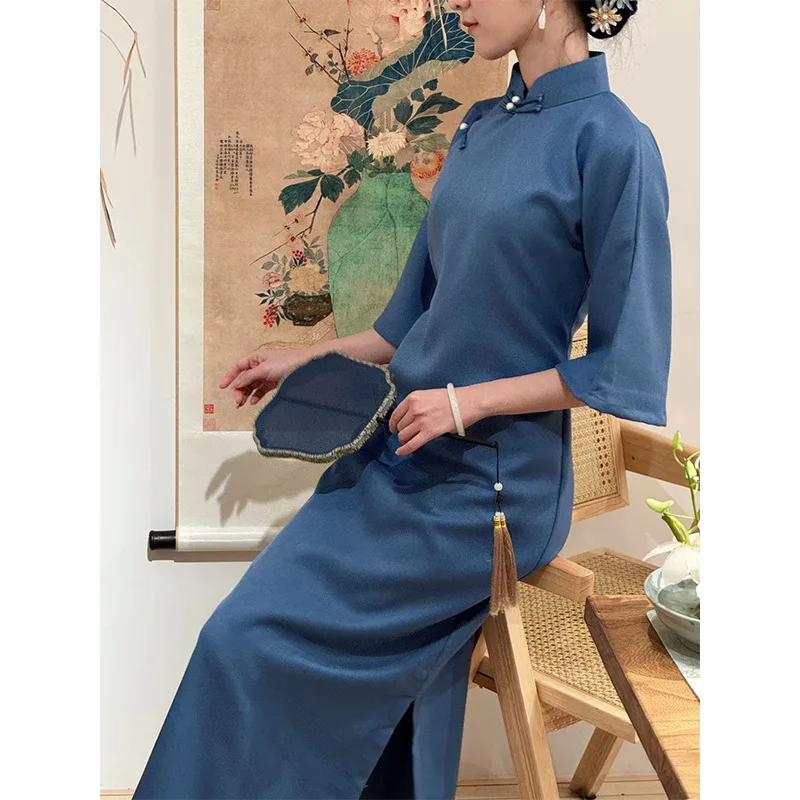 

Yourqipao Китайский стиль Ретро элегантность Традиционное длинное женское вечернее платье Ципао Cheongsam 2026