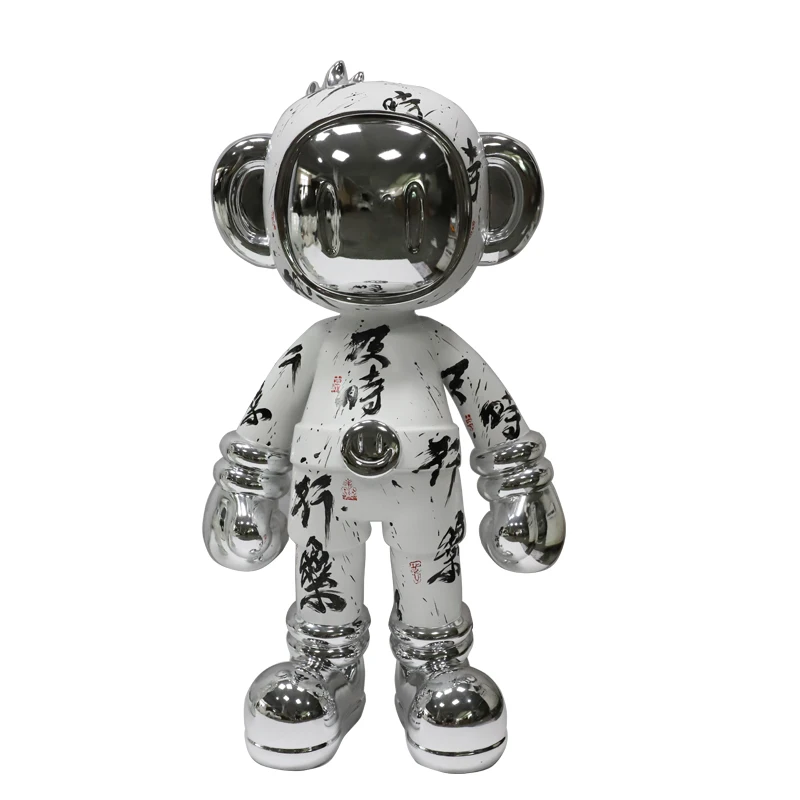 unique Customized Animal Fiberglass Electroplating Life Size Space Man Sculptures for Shopping Mall Living Room Large Art Decora