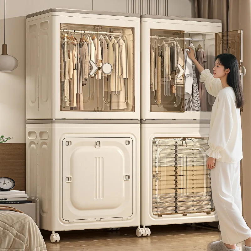 Clothes storage box Household large-capacity oversized flip finishing box with wheels Seasonal clothing wardrobe quilt storage b