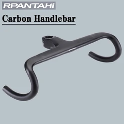 RPANTAHI Road Bicycle Handlebars Integrated Carbon with Stem 28.6mm Cycling Bike Broken windmill Handle Bars 380/400/420/440MM