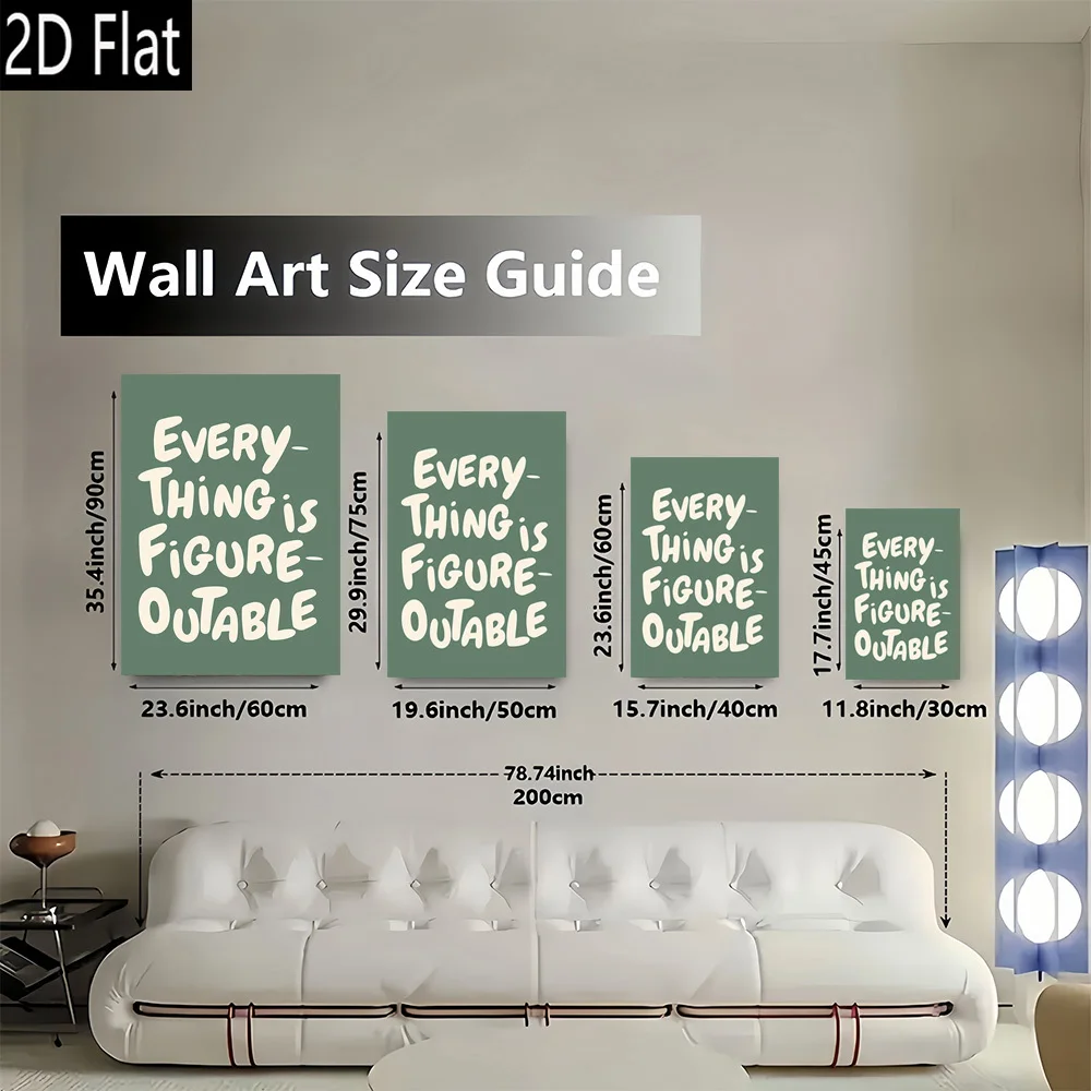 2D Flat, 1pc, Every-thing is figure-outable Decorative Art Print Frameless Canvas Wall Art Modern Vintage Design, High Quality