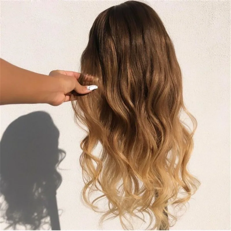 Ombre Blonde 26 inch 180Density Long Body Wave 5x5 Silk Base Jewish Human Hair With BabyHair HD Lace European Hair Preplucked