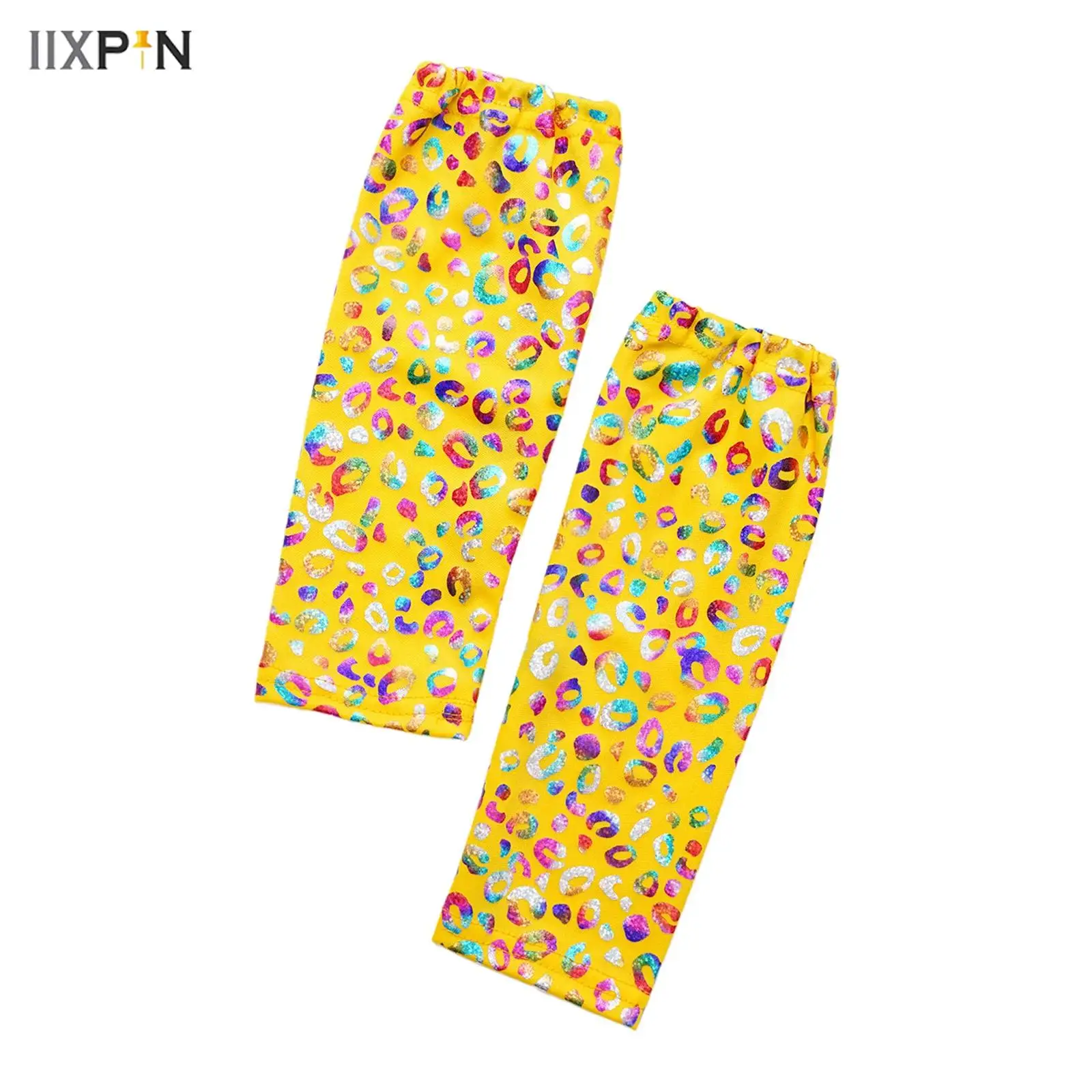 

1 Pair Kids Girls Boys Metallic Leopard Print Dance Gloves Latin Jazz Dancewear Unisex Children Performance Costume Accessories