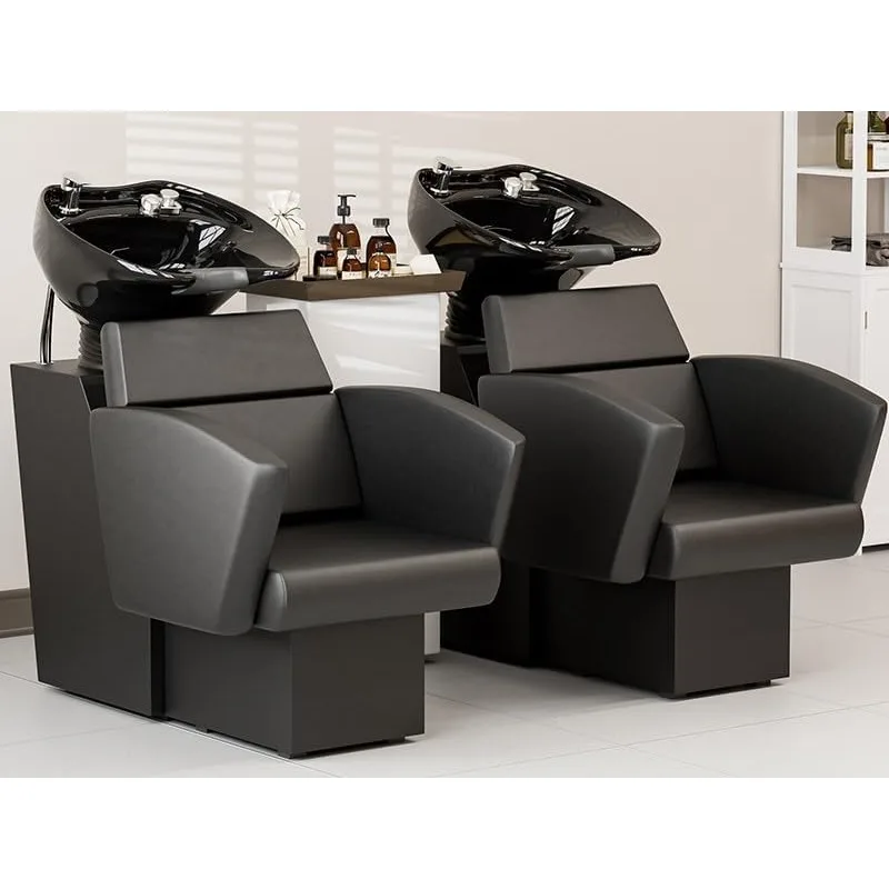 Shampoo Bowl and Chair Set for Salon 2 PCS, Backwash Hair Washing Station with Tilting Ceramic Sink, Barber Hair Washing Unit