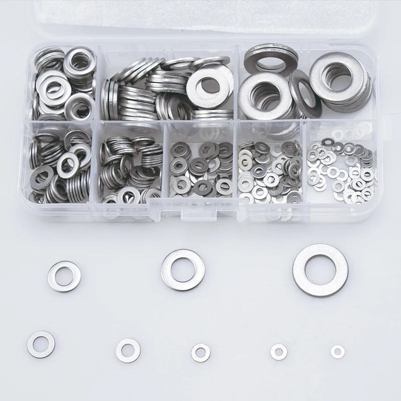 Gratis Verzending 360Pcs Rvs Pakking Platte Ring M2-m12