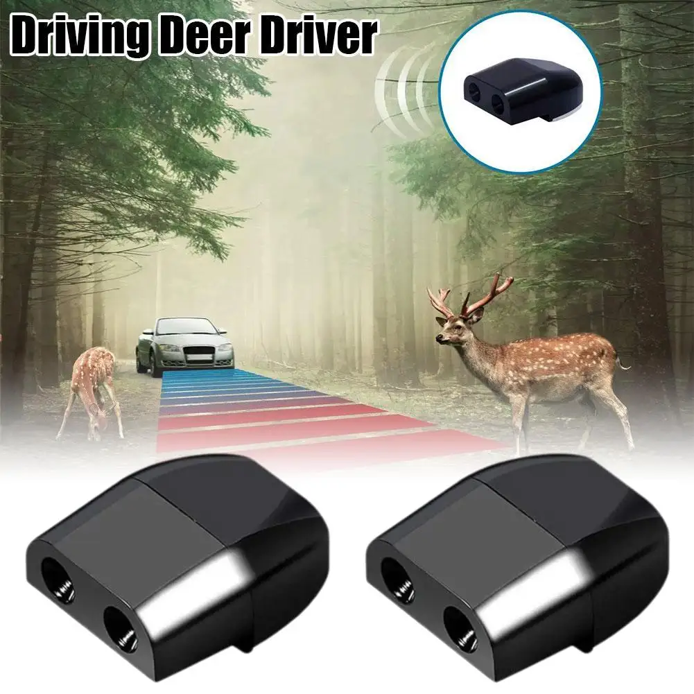 2pcs Car Ultrasonic Animal Repellent Auto Grille Mount Alarm Animal Whistle Avoids Sound Deer Repeller Safety Collisions O5X8