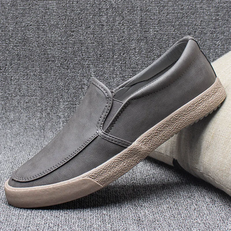 2023 Spring New Vulcanized Shoes British Style Men\'s Wear-resisting Sneaker Loafers Lazy Low Top Casual Shoes BD20080