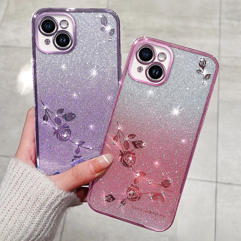 For Vivo S17 Pro S17T Vivo Y78+ Y35+ Y36 4G 5G Y55S 5G Phone Case Quality Back Cover Plating Gradient Glitter Cover image 4