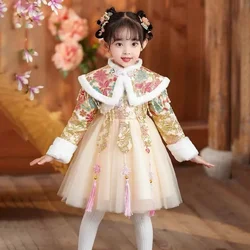 Chinese New Year Dress Girl Hanfu Festival Outfit Retro Chinese Ancient Costumes Kids Traditional Clothes