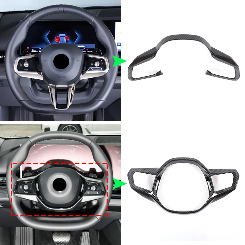 

ABS Carbon Fiber Car Steering Wheel Frame Cover Trim Sticker For BMW 5 Series G60 2024 Auto Interior Accessories