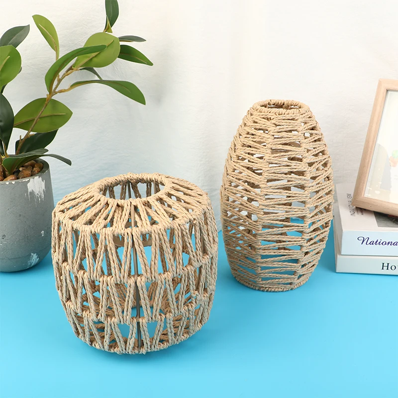 Rattan Chandelier Lampshade Natural Rattan Hand-Woven Bamboo Lamp shade Cafe Hotel Light Pendant For Home Restaurant Decors