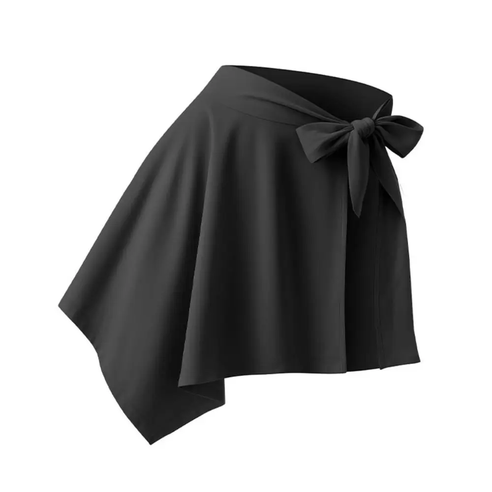 Hip-Hiding Yoga Cover Buttock Skirt Short Irregular Sports Anti-empty Skirt Solid Color Bowknot Women Half Body Skirt
