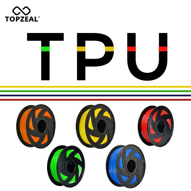 

TOPZEAL TPU Filament 0.8KG 1.75mm 3D Printer Flexible Filament Shore Hardness 95A Tolerance +/-0.02mm