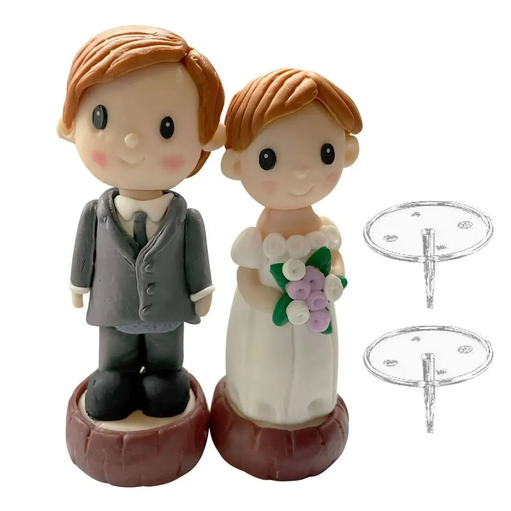 Fashion Elegant Couple Wedding Cake Topper Retro Creative Bride & Groom Figurines Mini Funny Couple Cake Figurine Birthday Gift