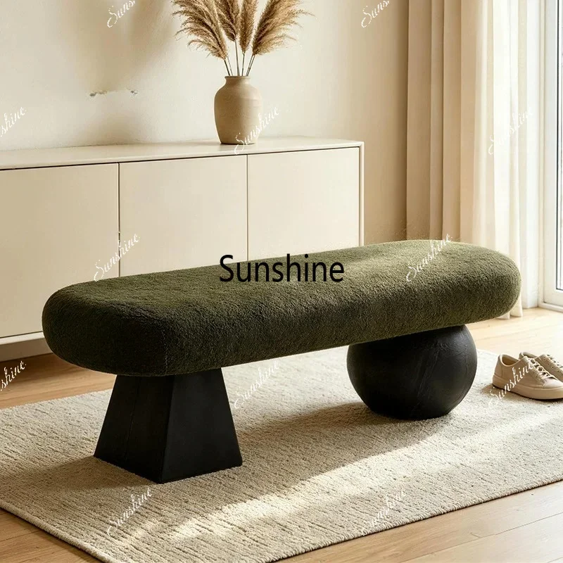Household entrance shoe stool solid wood fitting room benchTJ