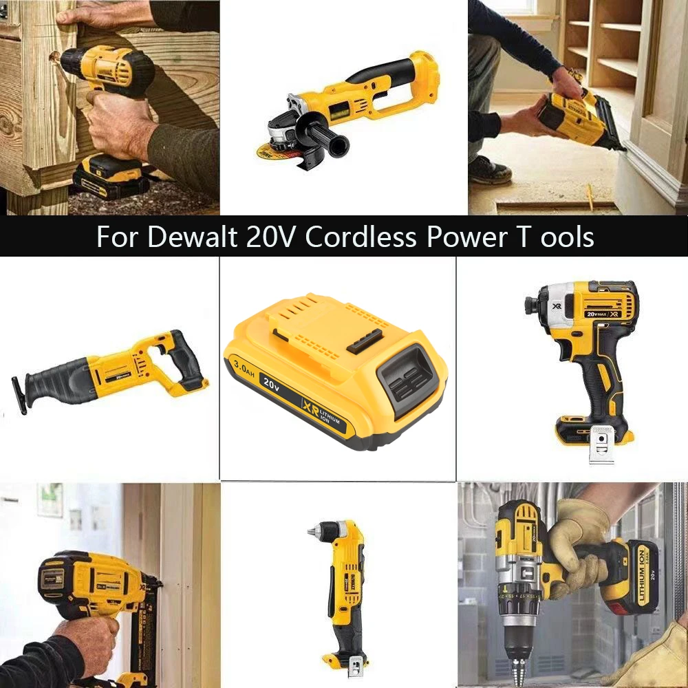 1 pieza 3.0Ah DCB203 batería de repuesto Compatible con Dewalt 20V batería de litio DCB200 DCB201 DCB204 DCB205 DCB206 DCB207