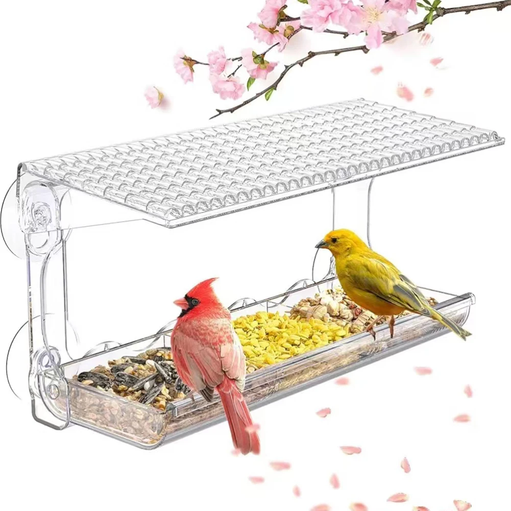 

Window Mounted Feeder with Strong Suction Cups Birds Feeders Tray Detachable Hanging Birdhouse Feeder for Outside Garden Yard