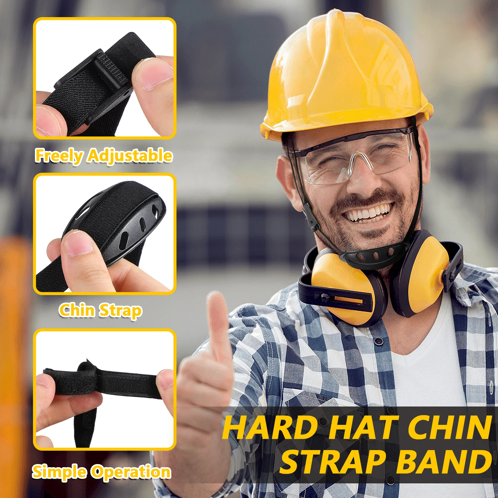 Safety Chin Strap Adjustable Durable Wear-Resistant Hard Hat Strap For Construction Supplies Protective