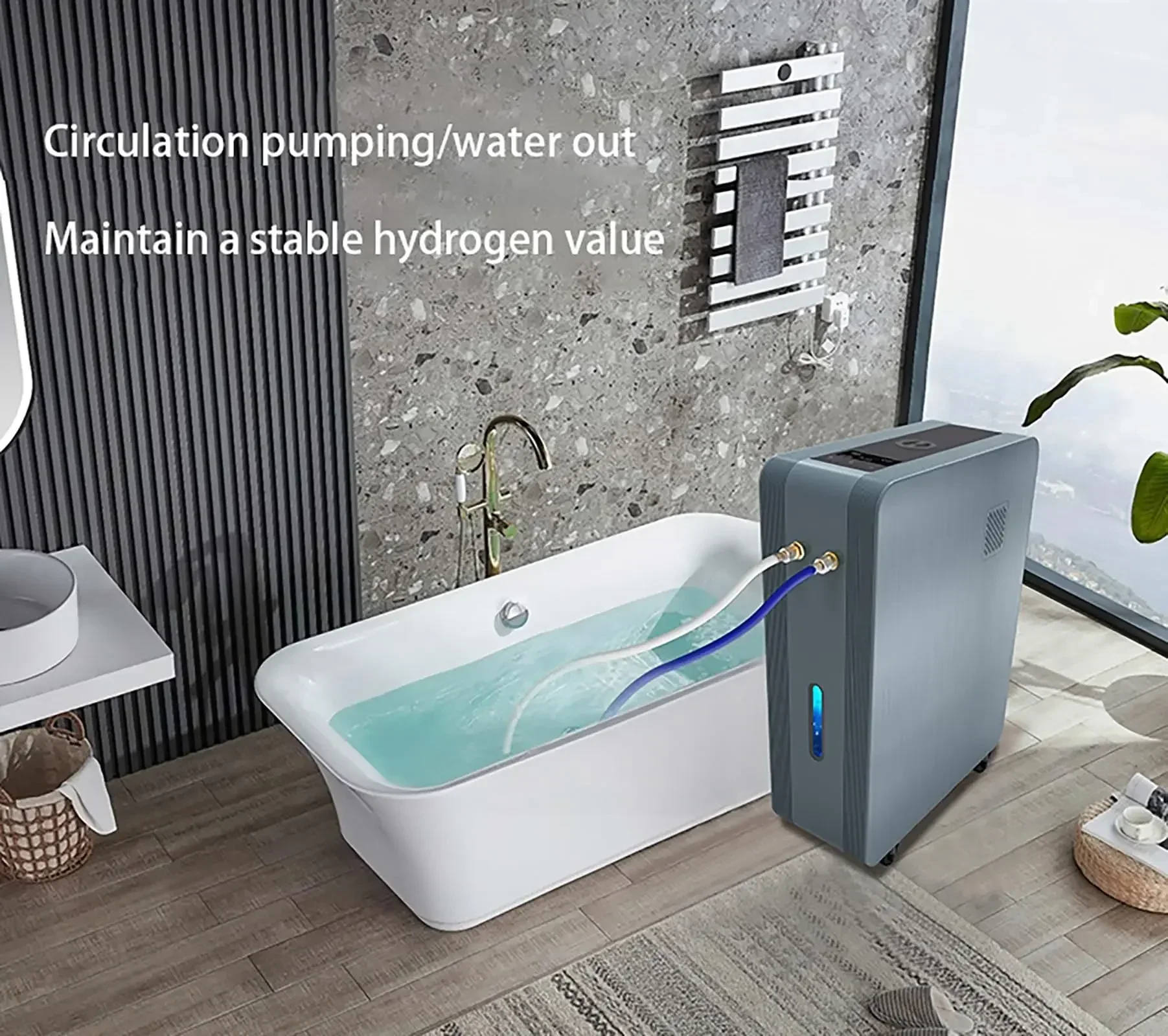 Hydrotherapy Generator for Baths, 4700ml/min Water Output, Up to 2600PPB, Hydrogen-Rich Water Spa, H2 Bubble Bath Machine